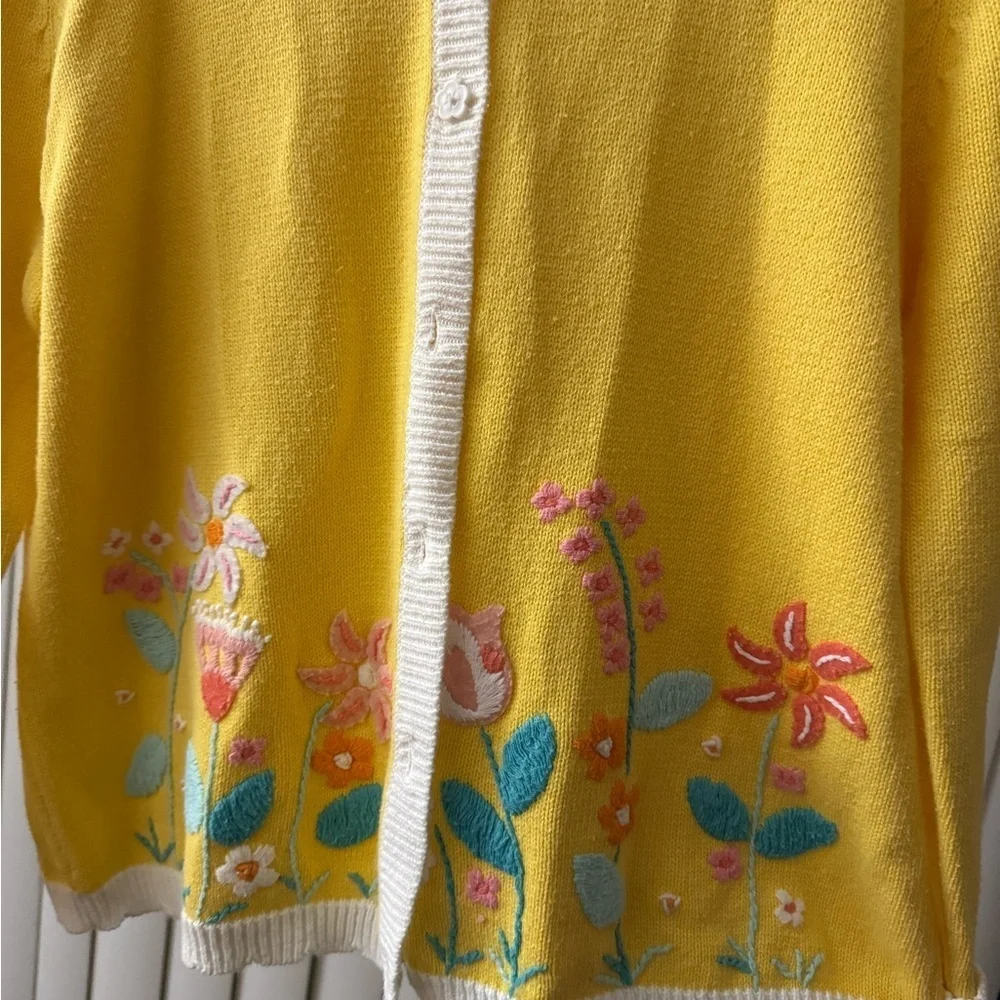 VTG Breckenridge Sz Petite Large Cardigan Button Up Knit Embroidered Floral